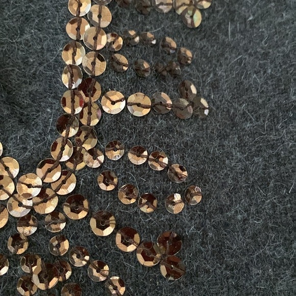 Silk Angora sweater Women’s M Sequins Festive Grey V neck Warm Winter festive - Picture 5 of 11